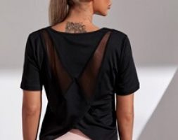 Solid Contrast Mesh Sports Tee