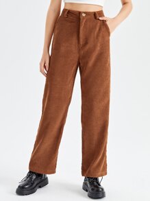 Solid Corduroy Pants