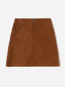 Solid Corduroy Skirt