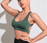Solid Criss Cross Back Sports Bra