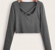 Solid Criss Cross Ribbed Tee