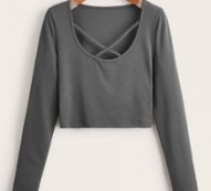 Solid Criss Cross Ribbed Tee