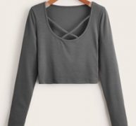 Solid Criss Cross Ribbed Tee