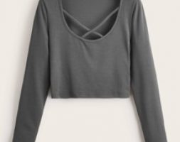 Solid Criss Cross Ribbed Tee