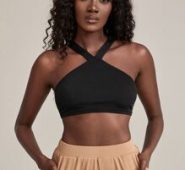 Solid Crisscross Back Crop Halter Top