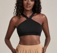 Solid Crisscross Back Crop Halter Top