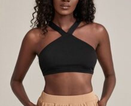 Solid Crisscross Back Crop Halter Top