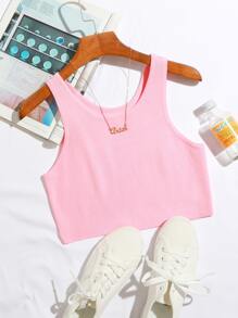 Solid Crop Knit Tank Top