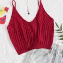 Solid Crop Rib-knit Top