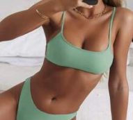 Solid Cut Out Bikini Swimsuit