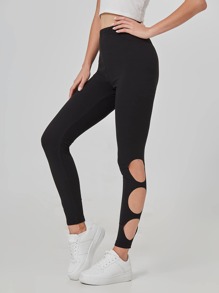 Solid Cut Out Leggings