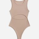 Solid Cut Out Ribbed Bodysuit