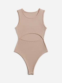 Solid Cut Out Ribbed Bodysuit