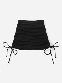 Solid Drawstring Beach Skirt