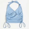 Solid Drawstring Halter Top