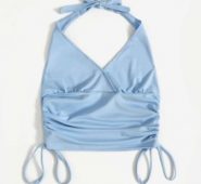 Solid Drawstring Halter Top
