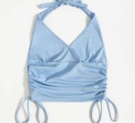Solid Drawstring Halter Top