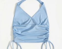 Solid Drawstring Halter Top