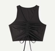 Solid Drawstring Ruched Tank Top