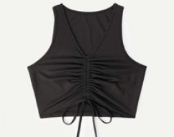 Solid Drawstring Ruched Tank Top