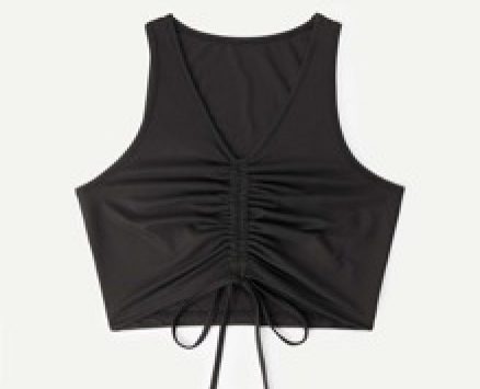 Solid Drawstring Ruched Tank Top