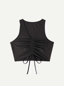 Solid Drawstring Ruched Tank Top