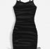 Solid Drawstring Ruched Velvet Cami Dress