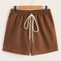 Solid Drawstring Shorts