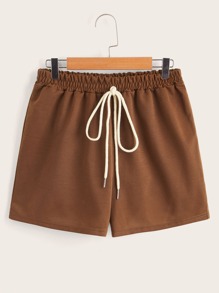 Solid Drawstring Shorts