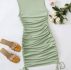 Solid Drawstring Side Dress
