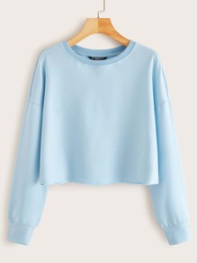 Solid Drop Shoulder Pullover