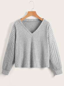 Solid Drop Shoulder Sweater