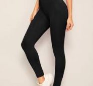 Solid Elastic High Waist Leggings