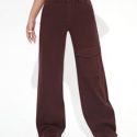 Solid Flap Pocket Wide Leg Jeans