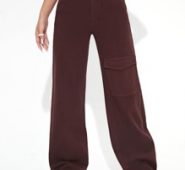 Solid Flap Pocket Wide Leg Jeans