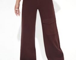 Solid Flap Pocket Wide Leg Jeans