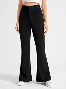 Solid Flare Leg Pants