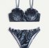 Solid Frill Trim Bikini Swimsuit