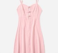 Solid Frog Button Cami Dress