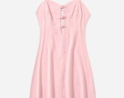 Solid Frog Button Cami Dress