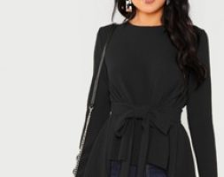 Solid High Low Hem Belted Top