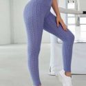 Solid Honeycomb Textured Sports Leggings