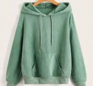 Solid Kangaroo Pocket Drawstring Hoodie