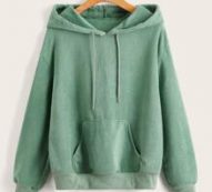 Solid Kangaroo Pocket Drawstring Hoodie