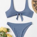 Solid Knot Bikini Swimsuit