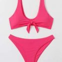 Solid Knot Bikini Swimsuit