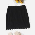 Solid Lace Hem Skirt