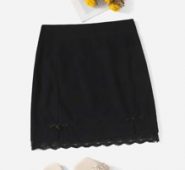 Solid Lace Hem Skirt