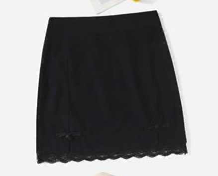 Solid Lace Hem Skirt