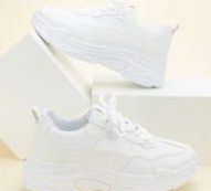 Solid Lace-up Chunky Sneakers